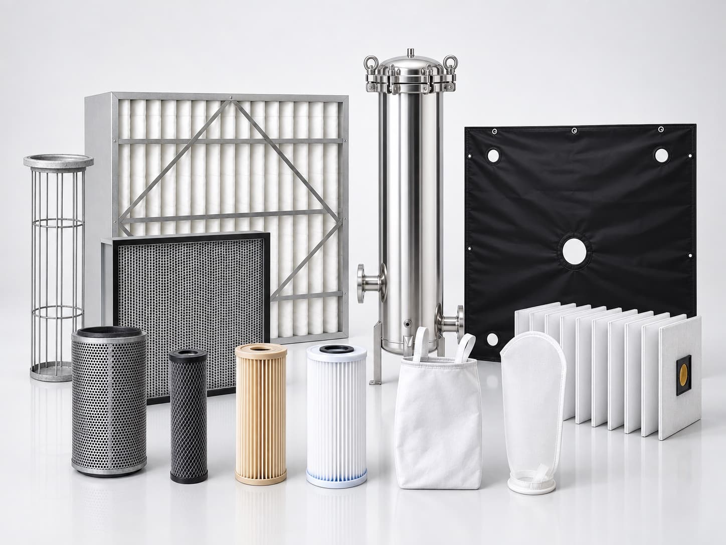 The Qualiplus range of dust filter bags, cartridges, panel filters and liquid filter housings